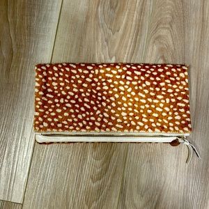 Claire v fur clutch white and tan